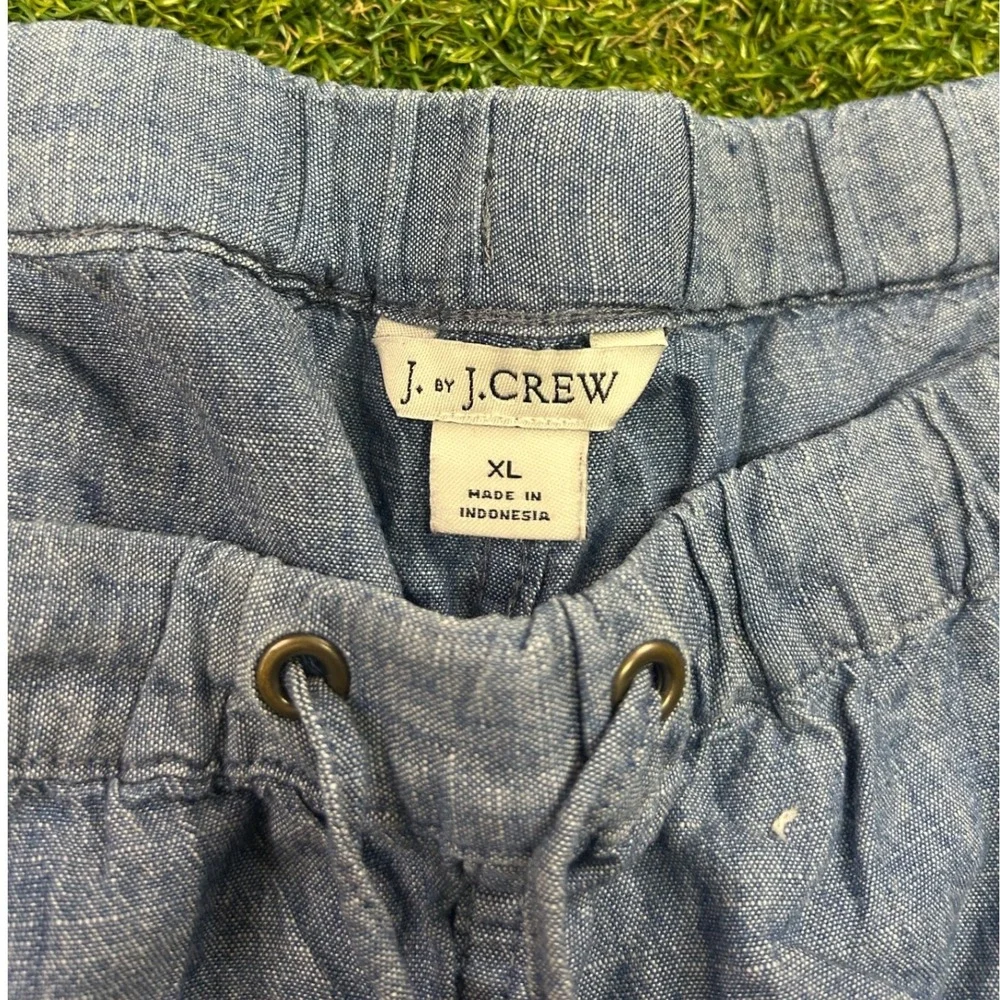 J. Crew Womens XL Blue Chambray Drawstring Elastic Waist Casual Shorts R6L3BG31
